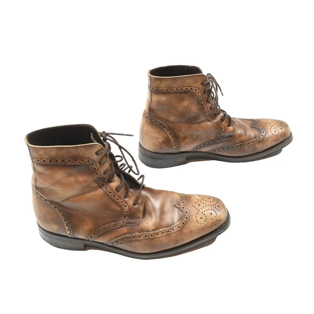 Thursday Boot Co Wingtip Boots Mens 9.5 Brown Leather Burnished Lace-Up